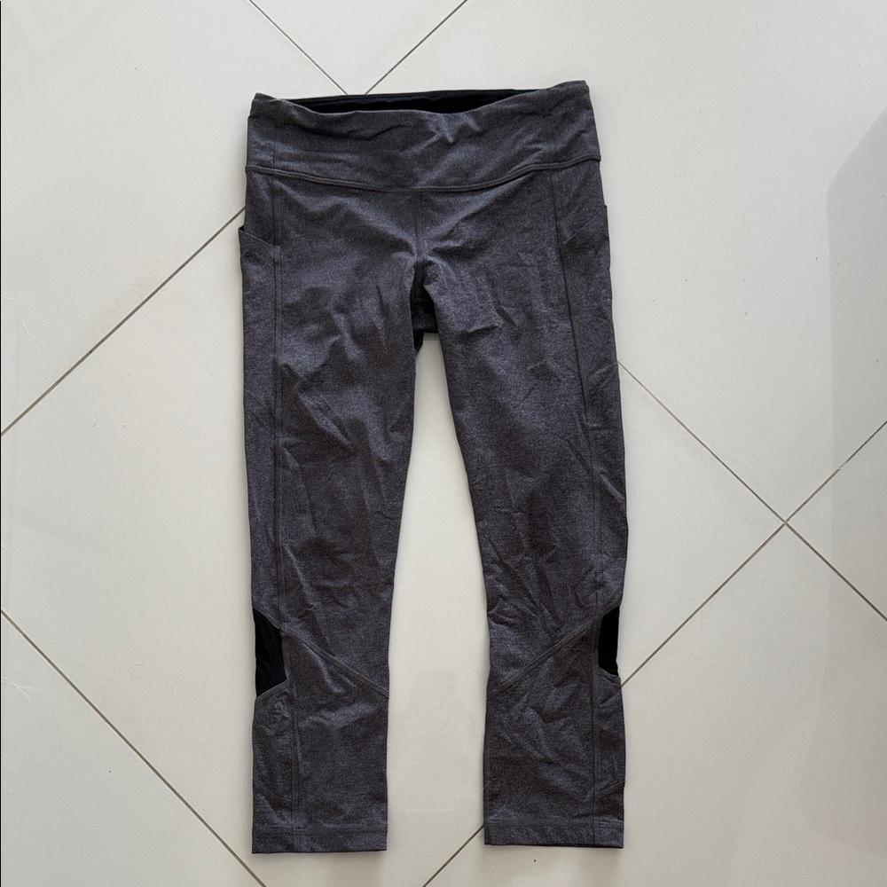 Lululemon Cropped Heathered Gray Pocket Leggings
